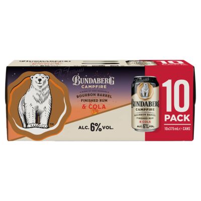 Bundaberg Campfire Rum Cola 6 Can 375mL 10pk Pack 10 | Liquorland