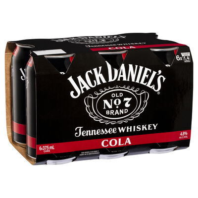 Jack Daniels Cola Can 375mL Pack 6 | Liquorland