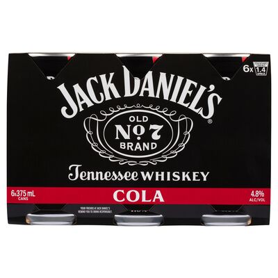 Jack Daniels Cola Can 375mL Pack 6 | Liquorland