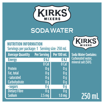 Kirks Soda Water Can 250mL Each | Liquorland