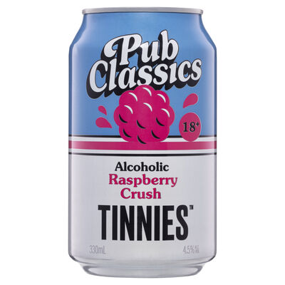 Tinnies Pub Classics Alcoholic Raspberry Crush Can 330mL Each | Liquorland