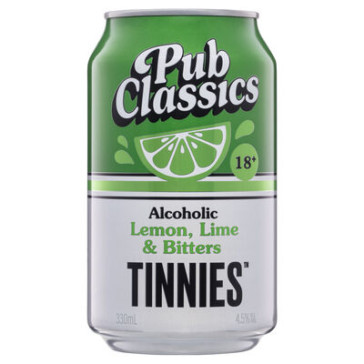 Tinnies Pub Classics Alcoholic Lemon Lime Bitters Can 330mL Each | Liquorland