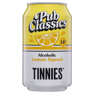 Tinnies Pub Classics Alcoholic Lemon Squash Can 330mL Each | Liquorland