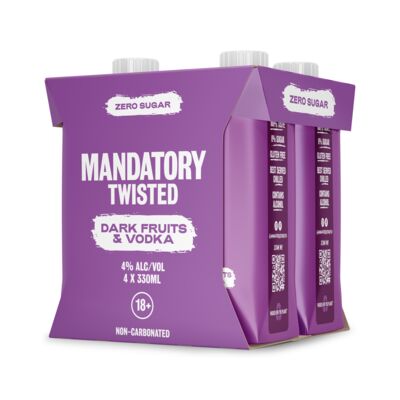 Mandatory Twisted Dark Fruits Vodka Carton 330mL Pack 4 | Liquorland