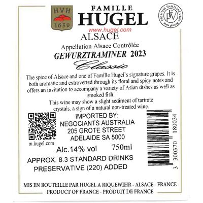 Hugel Alsace Gewurztraminer 750mL Each | undefined
