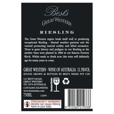Bests Great West Riesling 750mL Each | Liquorland