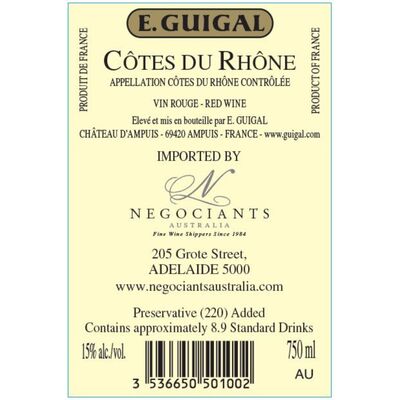 Guigal Cotes Du Rhone Rouge 750mL Each | undefined