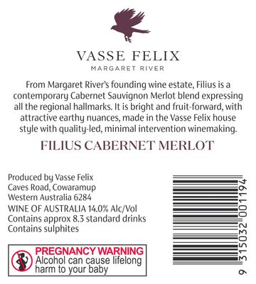 Vasse Felix Filius Cabernet Merlot 750mL Each | undefined