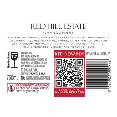 Red Hill Estate Cool Climate Chardonnay 750mL Each | undefined