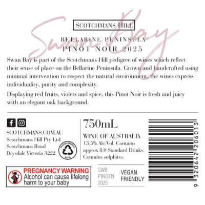 Swan Bay Pinot Noir 750mL Each | undefined
