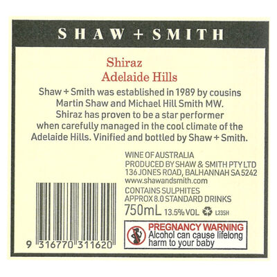Shaw And Smith Shiraz 750mL Each | undefined