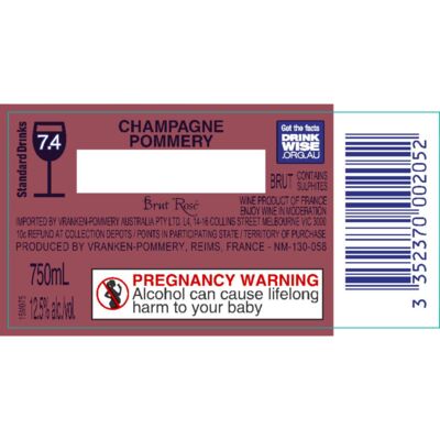 Pommery Nv Champagne Brut Rose 750mL Each | undefined