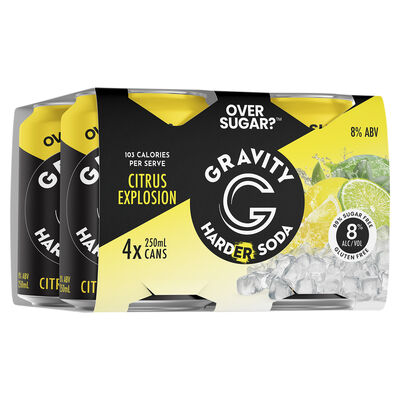 Gravity Citrus Explosion Harder Soda Can 250mL Pack 4 | Liquorland
