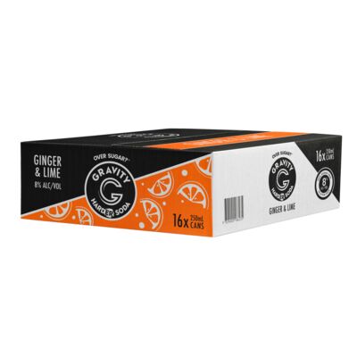 Gravity Ginger Lime Harder Soda Can 250mL Carton 16 | Liquorland