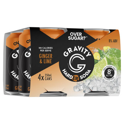 Gravity Ginger Lime Harder Soda Can 250mL Pack 4 | Liquorland