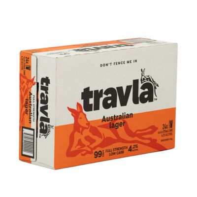 Travla Full Strength Lager Can 375mL Carton 24 | Liquorland