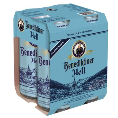 Benediktiner Hell Can 500mL Pack 4 | Liquorland