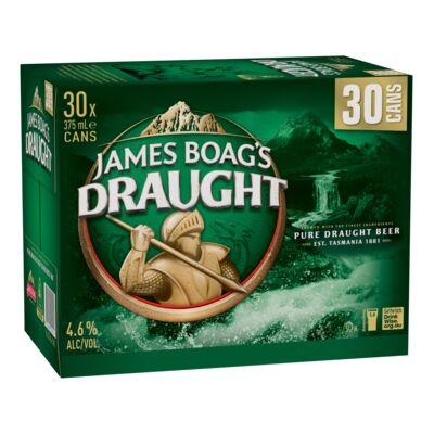 Boags Draught Block Can 375mL Pack 30 | Liquorland