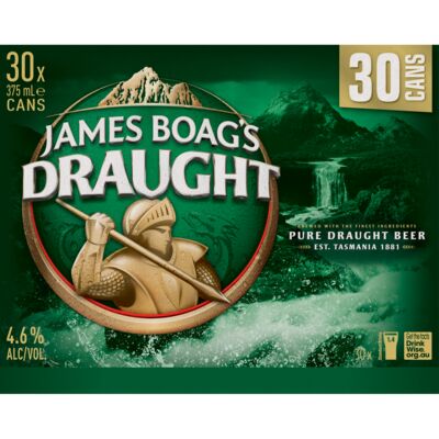 Boags Draught Block Can 375mL Pack 30 | Liquorland
