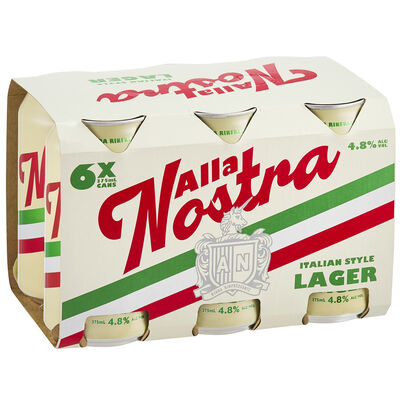Alla Nostra Italian Style Lager Can 375mL Pack 6 | Liquorland