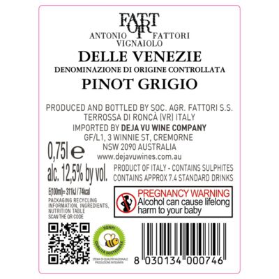 Fattori Pinot Grigio 750mL Each | Liquorland