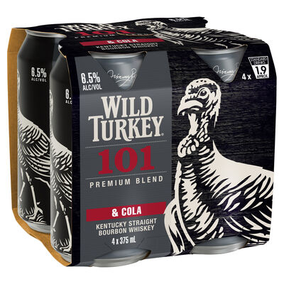 Wild Turkey 101 Cola Can 375mL Pack 4 | Liquorland