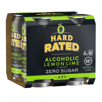 Hard Rated Lemon Lime Zero Sugar Can 375mL Pack 4 | Liquorland