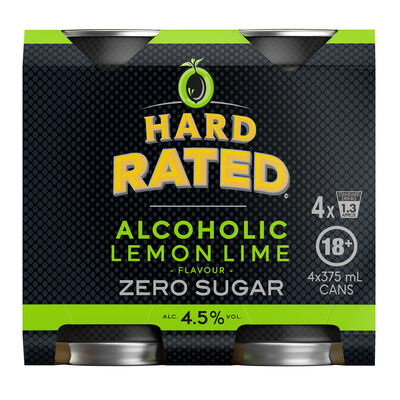 Hard Rated Lemon Lime Zero Sugar Can 375mL Pack 4 | Liquorland