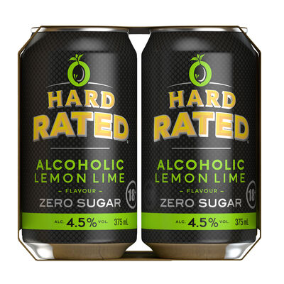 Hard Rated Lemon Lime Zero Sugar Can 375mL Pack 4 | Liquorland