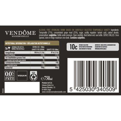 Vendome Mademoiselle Non Alc Organic Sparkling Rose 750mL Each | Liquorland