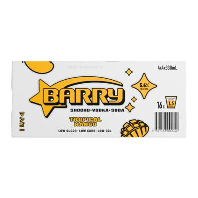 Barry Shochu Tropical Mango Soda Can 330mL Carton 16 | Liquorland