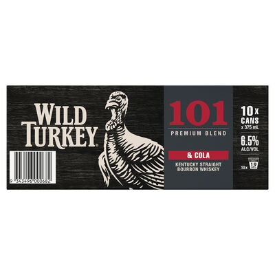 Wild Turkey 101 Cola Can 375mL 10pk Pack 10 | Liquorland