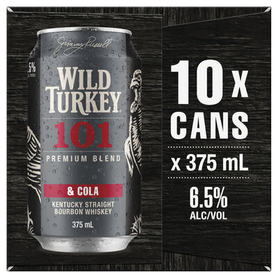 Wild Turkey 101 Cola Can 375mL 10pk Pack 10 | Liquorland