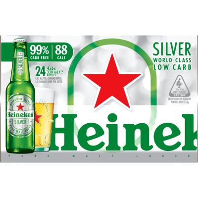 Heineken Silver Bottle 330mL Carton 24 | Liquorland