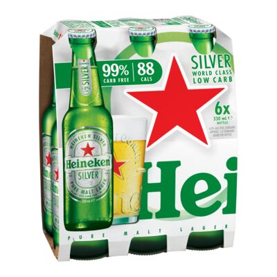 Heineken Silver Bottle 330mL Pack 6 | Liquorland