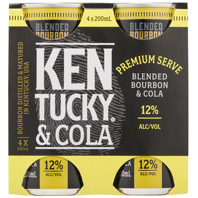 Kentucky Bourbon Cola 12 Can 200mL Pack 4 | Liquorland