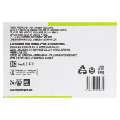 Espolon Sparkling Margarita Can 330mL Carton 24 | Liquorland