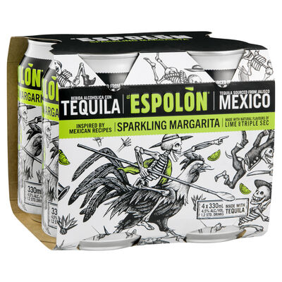 Espolon Sparkling Margarita Can 330mL Pack 4 | Liquorland