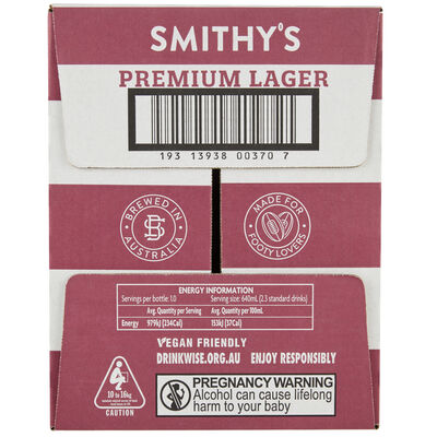 Smithy S Premium Lager Bottle 640mL Carton 12 | undefined