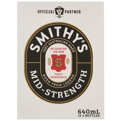 Smithy S Mid Strength Bottle 640mL Carton 12 | Liquorland