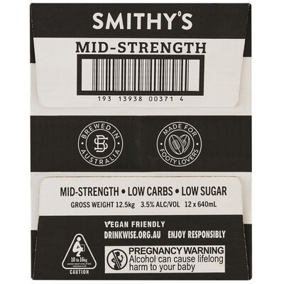 Smithy S Mid Strength Bottle 640mL Carton 12 | Liquorland