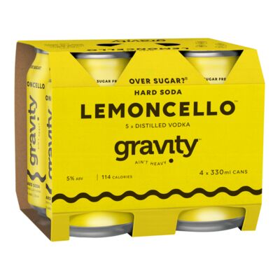 Gravity Lemoncello Hard Soda Can 330mL Pack 4 | Liquorland