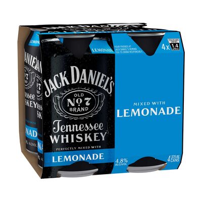 Jack Daniels Lemonade Can 375mL Pack 4 | Liquorland