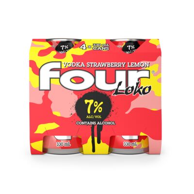 Four Loko Vodka Strawberry Lemon Can 330mL Pack 4 | Liquorland