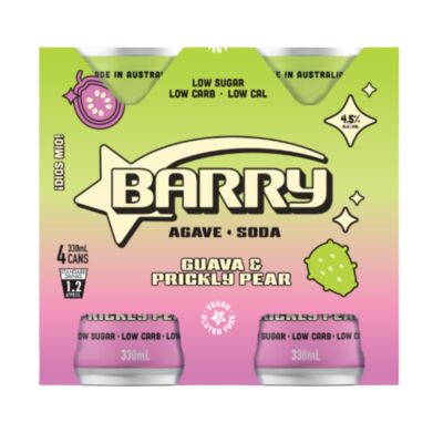 Barry Guava Prickly Pear Agave Soda Can 330mL Pack 4 | Liquorland