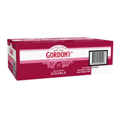 Gordons Pink Soda Double Serve 6 Can 375mL Carton 24 | Liquorland