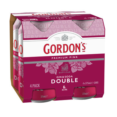 Gordons Pink Soda Double Serve 6 Can 375mL Pack 4 | Liquorland