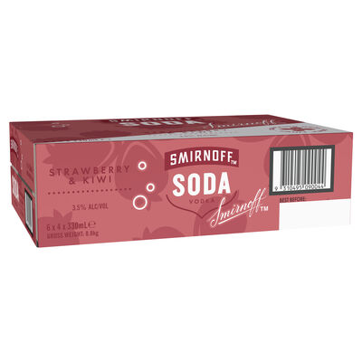 Smirnoff Soda Strawberry Kiwi Can 330mL Carton 24 | Liquorland