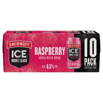 Smirnoff Ice Double Black Raspberry 6 5 Can 375mL 10pk Pack 10 | Liquorland