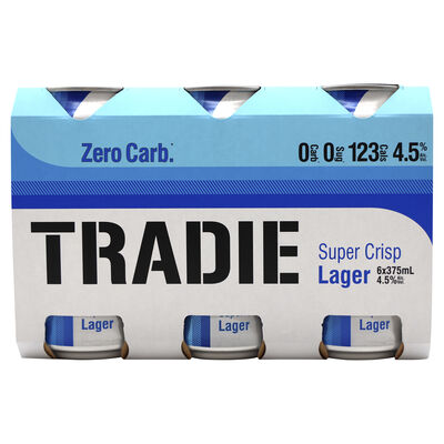 Tradie Zero Carb Lager Can 375mL Pack 6 | Liquorland